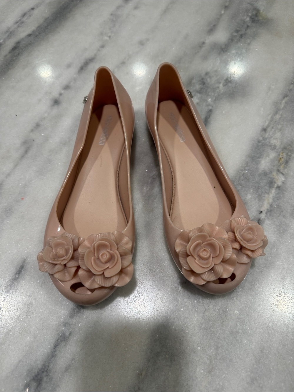 Mini Melissa Nude Pink Floral Jelly Flats